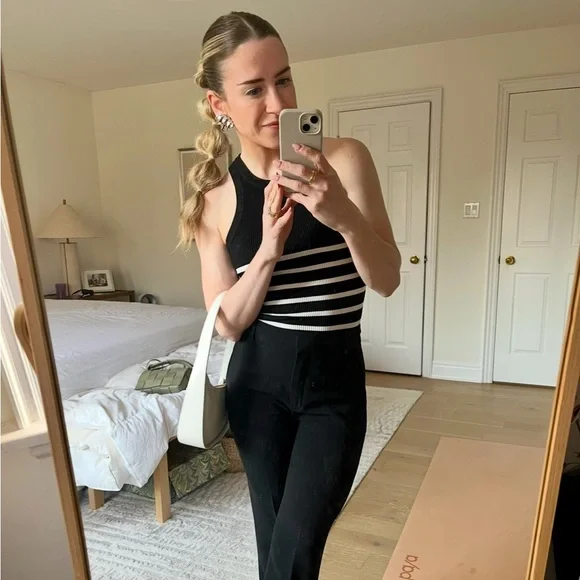 Zara Black and White Striped Knit Top - Picture 1 of 5